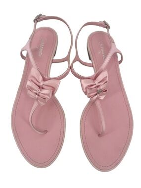 Chanel Pink Satin Bow Thong Sandals